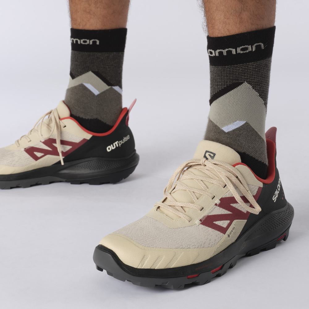 Salomon Outpulse Gore-tex Yürüyüş Ayakkabısı Erkek Beige/Black/Red | Türkiye-1386092