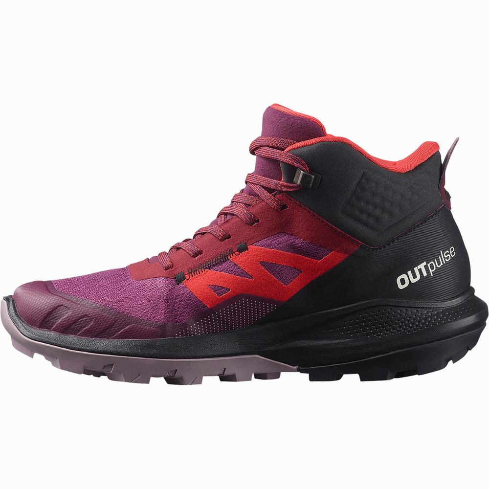 Salomon Outpulse Mid Cut Gore-tex Yürüyüş Botu Kadın Purple/Red | Türkiye-3750496