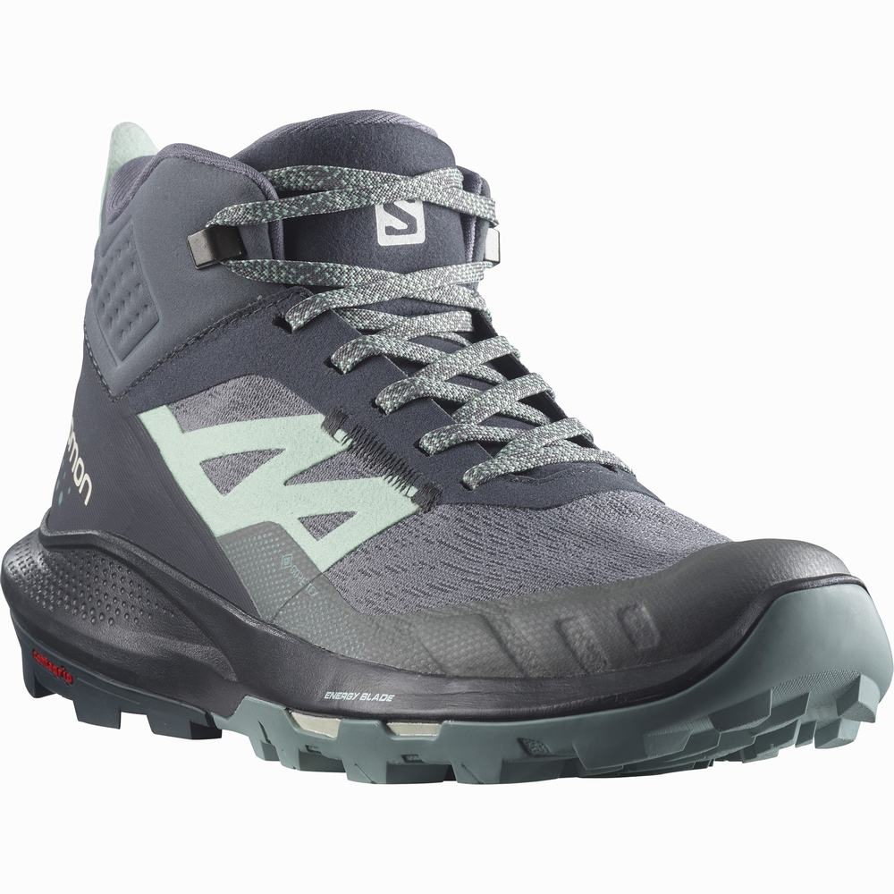 Salomon Outpulse Mid Cut Gore-tex Yürüyüş Botu Kadın Grey/Navy | Türkiye-6035278