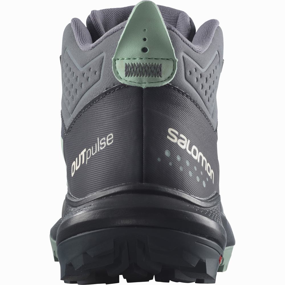 Salomon Outpulse Mid Cut Gore-tex Yürüyüş Botu Kadın Grey/Navy | Türkiye-6035278