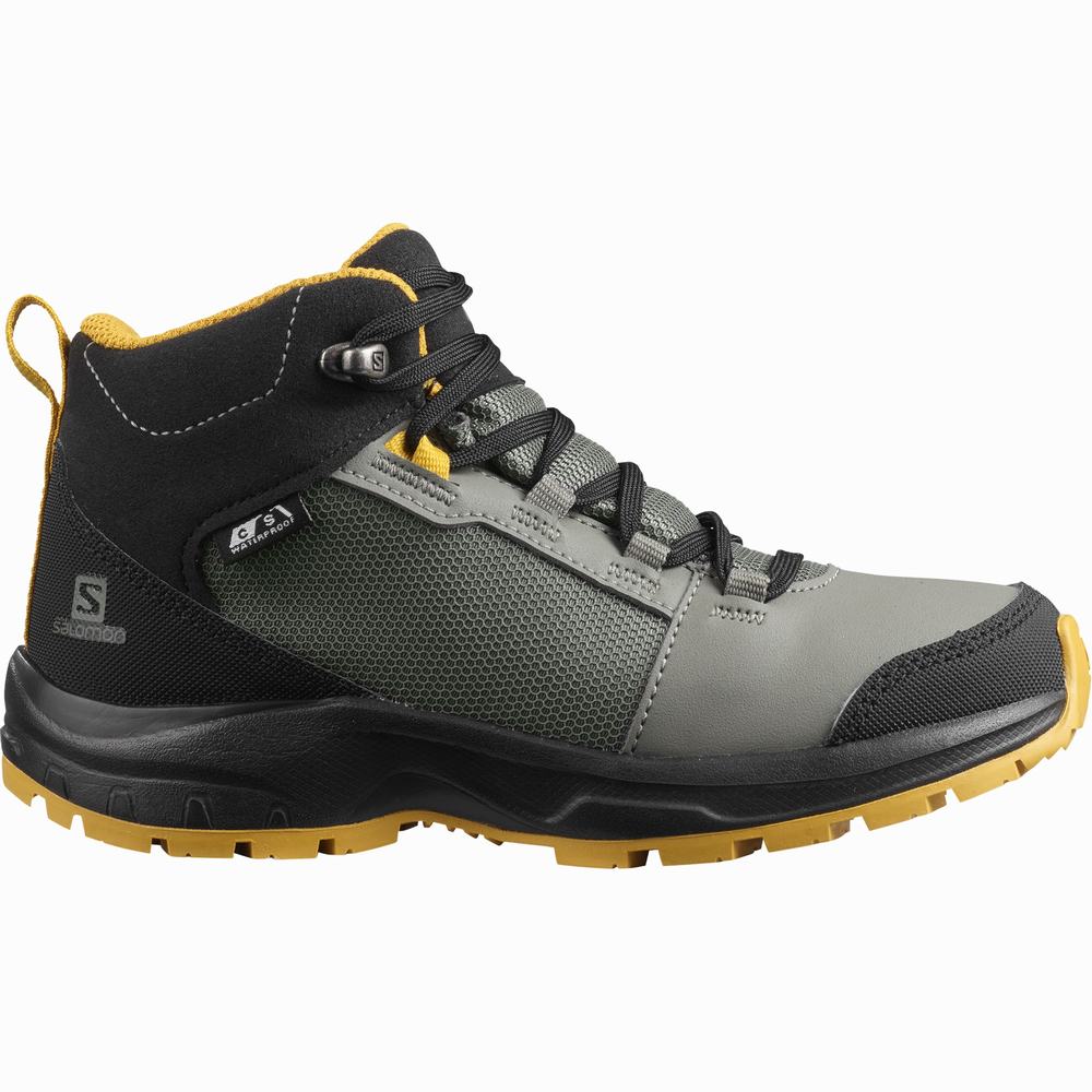 Salomon Outward Climasalomon™ Su Geçirmez Yürüyüş Ayakkabısı Çocuk Grey/Black | Türkiye-6470938