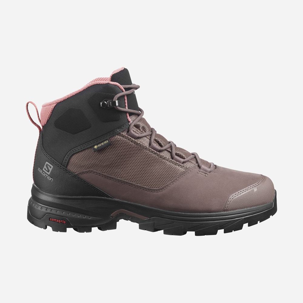 Salomon Outward Gore-tex Yürüyüş Ayakkabısı Kadın Kırmızı | Türkiye-2491807