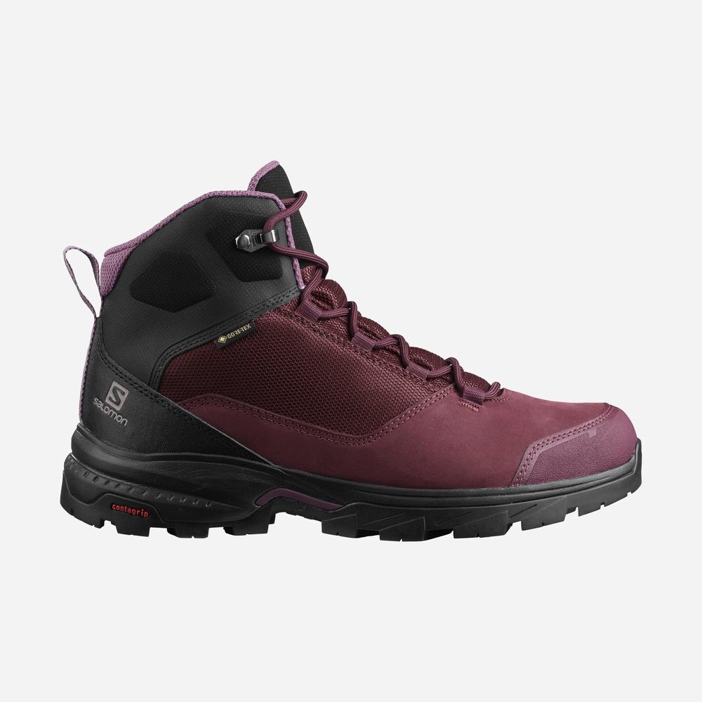 Salomon Outward Gore-tex Yürüyüş Ayakkabısı Kadın Burgundy/Black | Türkiye-5290468