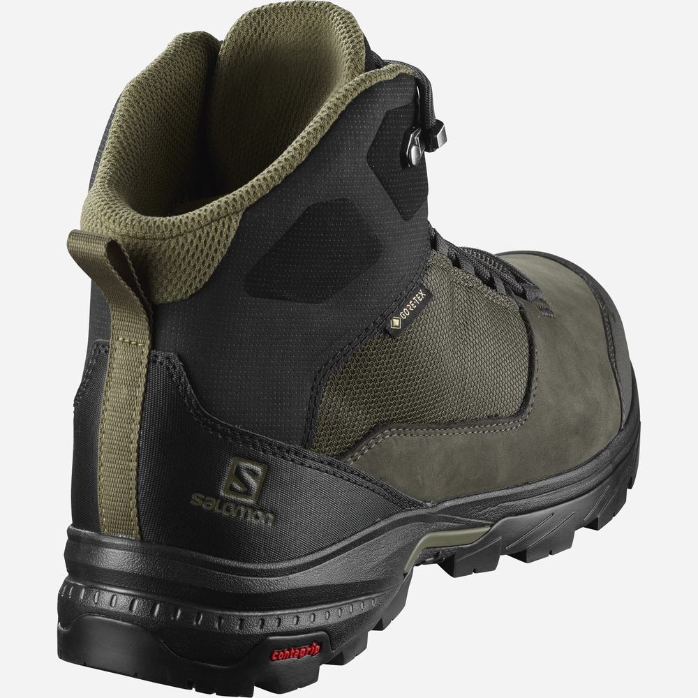 Salomon Outward Gore-tex Yürüyüş Botu Erkek Black/Olive | Türkiye-3896051