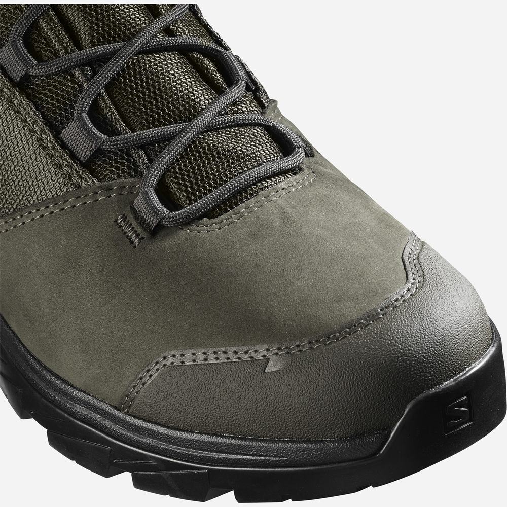 Salomon Outward Gore-tex Yürüyüş Botu Erkek Black/Olive | Türkiye-3896051