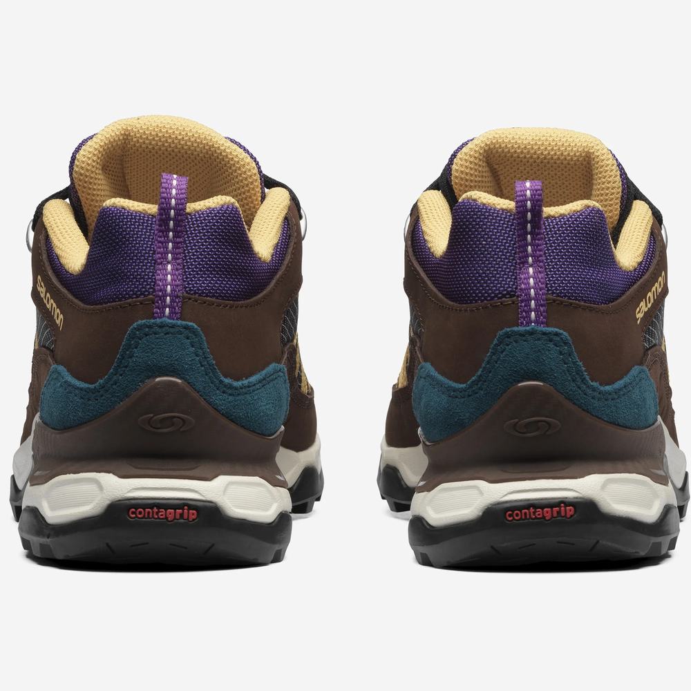 Salomon Shelter Low Deri Spor Ayakkabı Erkek Purple/Chocolate | Türkiye-5048679