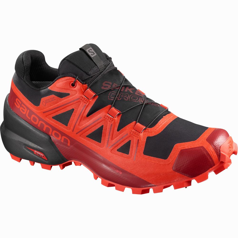 Salomon Spikecross 5 Gore-tex Patika Koşu Ayakkabısı Kadın Black/Red | Türkiye-3742610