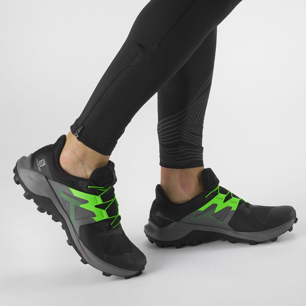 Salomon Wildcross 2 Patika Koşu Ayakkabısı Erkek Black/Green | Türkiye-2781356