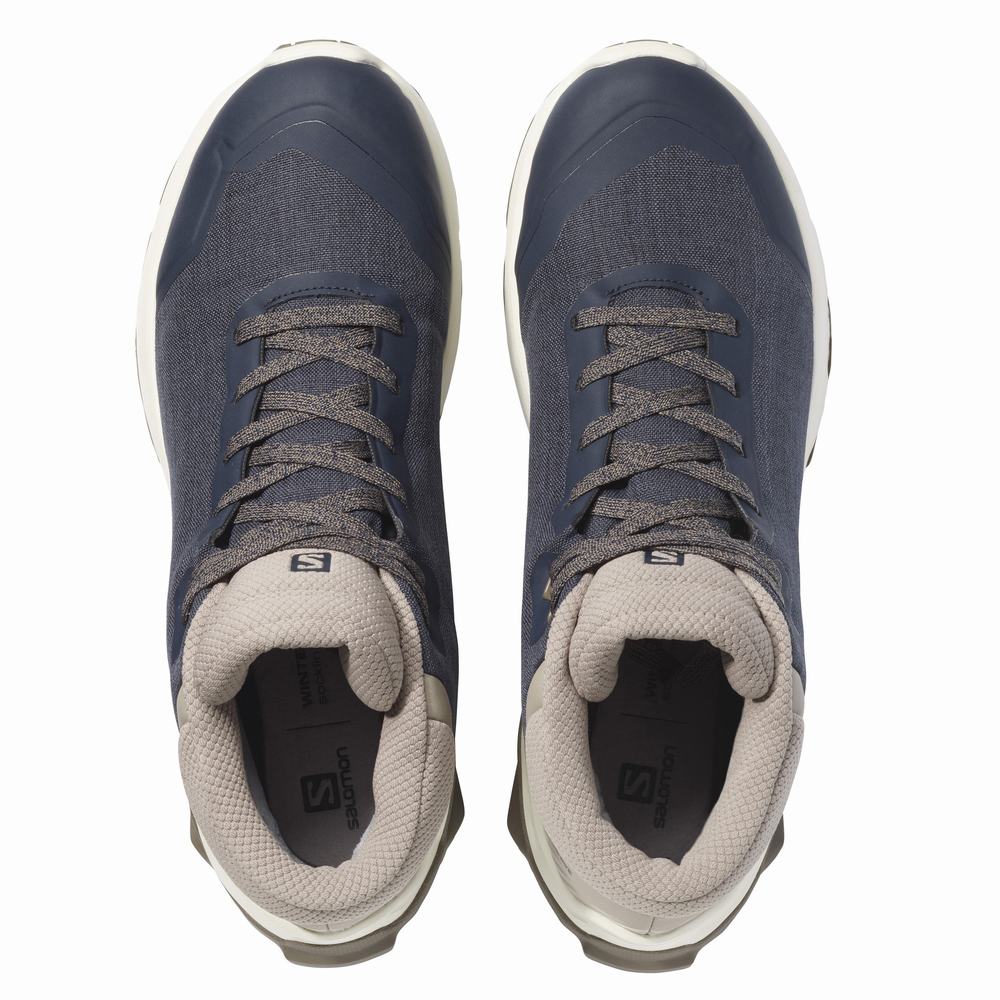 Salomon X Reveal Chukka Climasalomon™ Su Geçirmez Kışlık Botlar Erkek Navy/Khaki | Türkiye-4376519