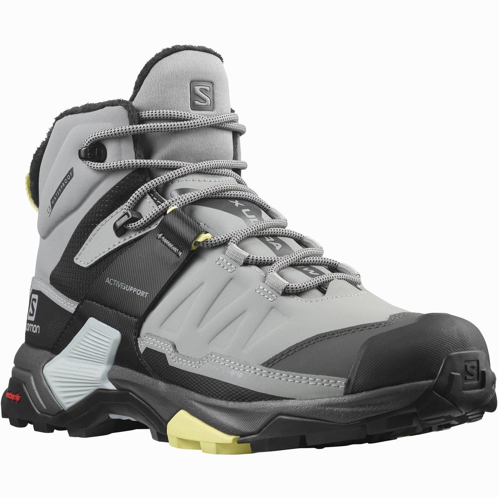 Salomon X Ultra 4 Mid Cut Kışlık Thinsulate™ Climasalomon™ Su Geçirmez Kışlık Botlar Kadın Grey/Black | Türkiye-5174923