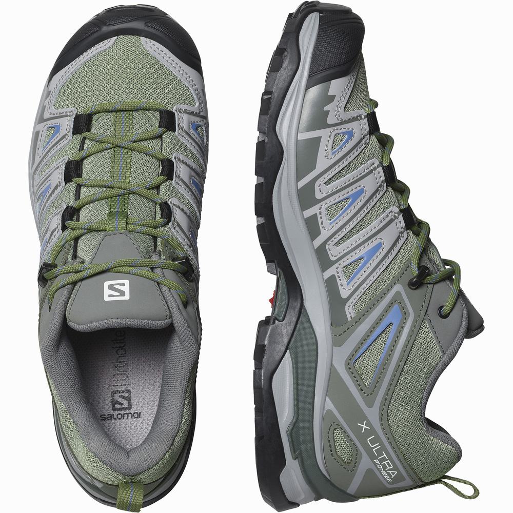 Salomon X Ultra Pioneer Yürüyüş Ayakkabısı Kadın Green/Grey/Blue | Türkiye-7048951