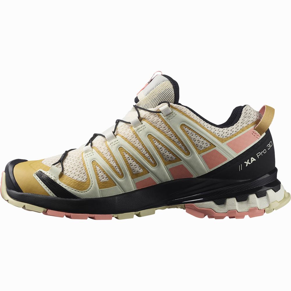 Salomon Xa Pro 3d V8 Yürüyüş Ayakkabısı Kadın Beige/Yellow/Pink | Türkiye-5896247