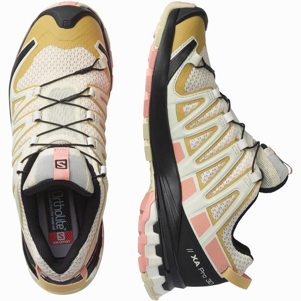 Salomon Xa Pro 3d V8 Yürüyüş Ayakkabısı Kadın Beige/Yellow/Pink | Türkiye-5896247