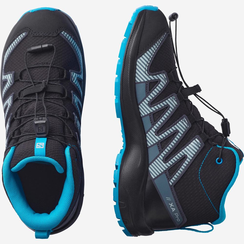 Salomon Xa Pro V8 Mid Cut Climasalomon™ Su Geçirmez Yürüyüş Ayakkabısı Çocuk Siyah | Türkiye-7243086