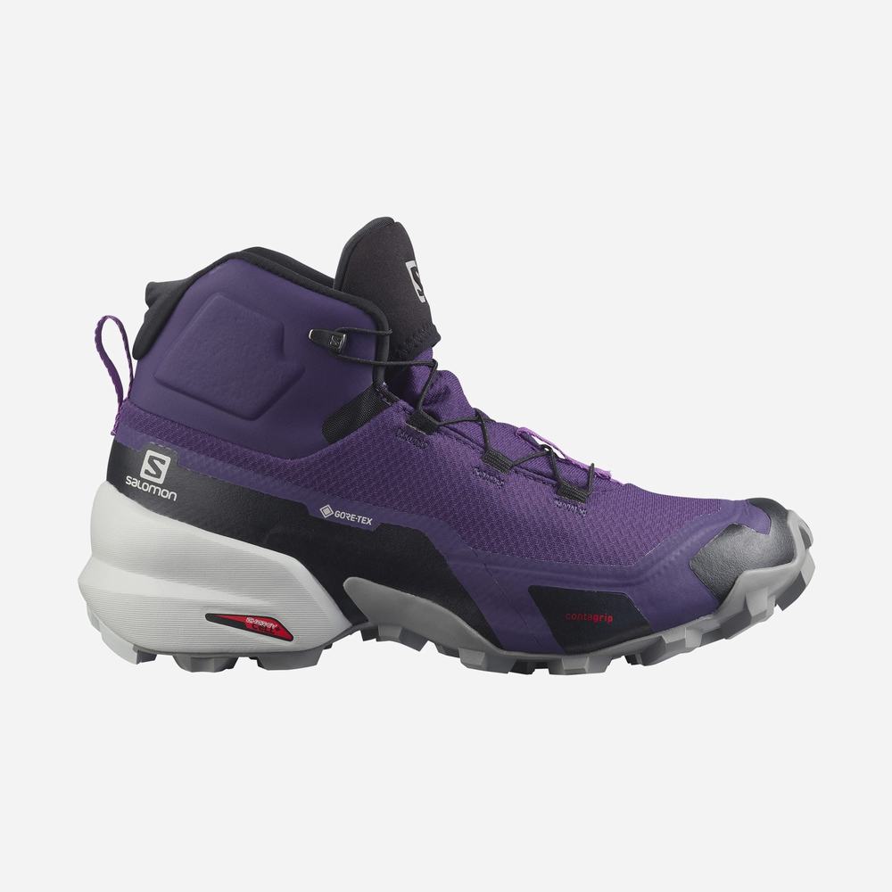 Salomon Cross Hike Mid Cut Gore-tex Yürüyüş Botu Kadın Purple/Grey/Royal | Türkiye-7915208