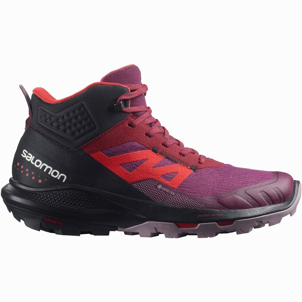 Salomon Outpulse Mid Cut Gore-tex Yürüyüş Botu Kadın Purple/Red | Türkiye-3750496